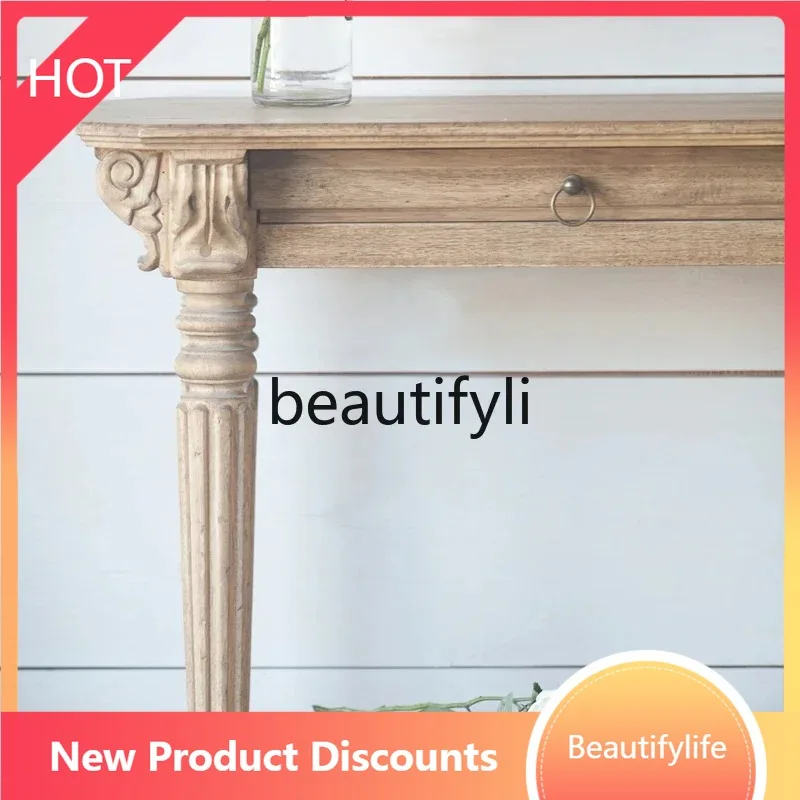 smt53 American rural light luxury solid wood carving flower design entrance table retro side table entrance table
smt53 American rural light luxury solid wood carving flower design entrance table retro side table entrance table