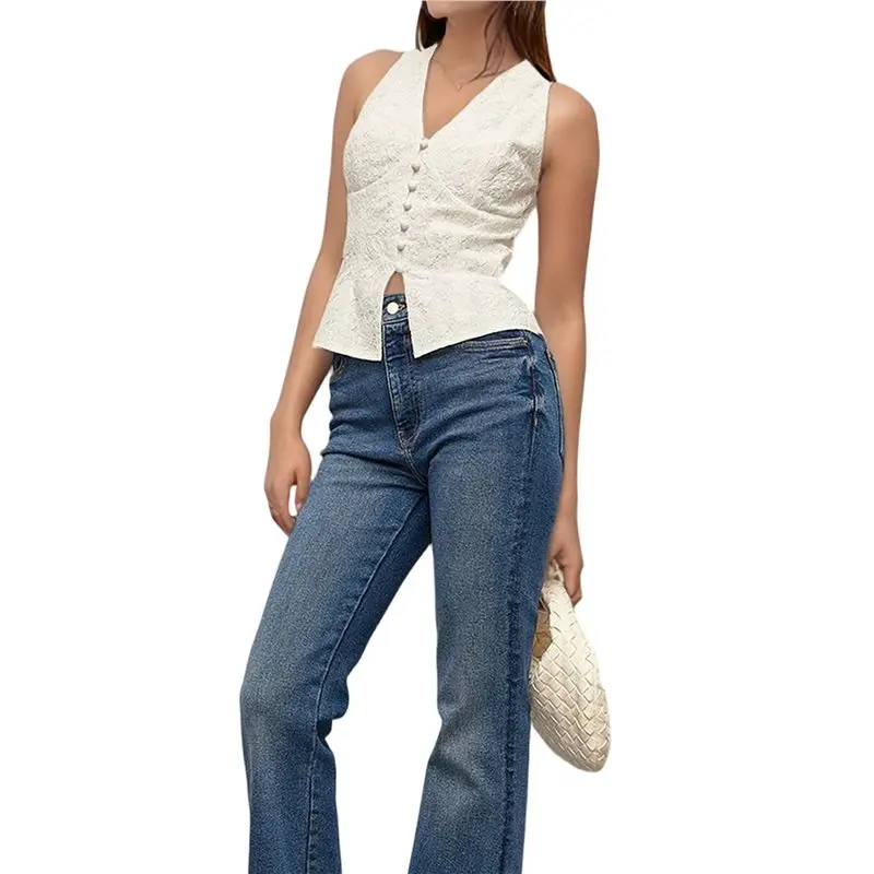 CYL-Women's V Neck Vest Summer Sleeveless Fitted Waistcoat Casual Tops
CYL-Women's V Neck Vest Summer Sleeveless Fitted Waistcoat Casual Tops
