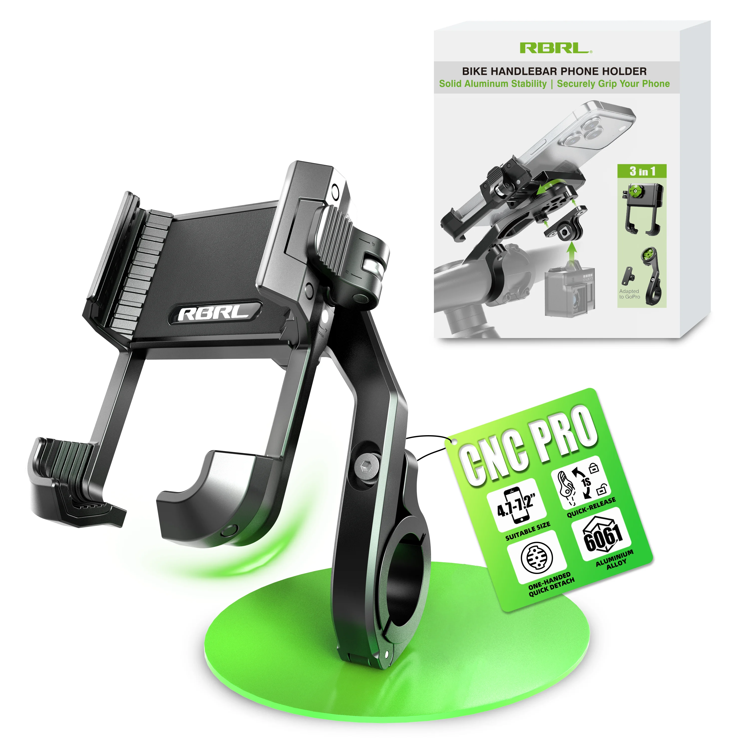 RBRL Bicycle Phone Holder Aluminum Anti-drop Bike Phone Mount Anti Vibration Handlebar Cell Phone Holder for 4.7-7”Phone GoPro
RBRL Bicycle Phone Holder Aluminum Anti-drop Bike Phone Mount Anti Vibration Handlebar Cell Phone Holder for 4.7-7”Phone GoPro