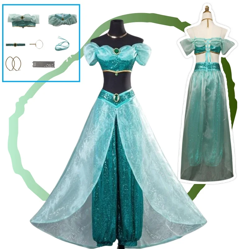 Aladdin Princess Cosplay Costume Top Pant Costume Girl Jasmine Sexy Belly Dance Fancy Dress Women Halloween Christmas Party
Aladdin Princess Cosplay Costume Top Pant Costume Girl Jasmine Sexy Belly Dance Fancy Dress Women Halloween Christmas Party