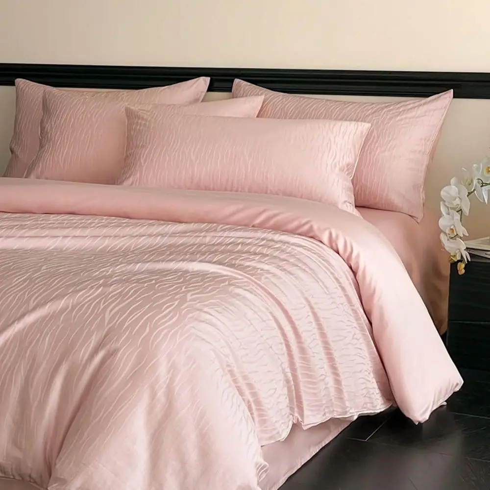 Queen Size Bedding Sets 4 Pieces, Striped Duvet Quilt Cover & itted Sheet & 2 Pillowcase Set, Lyocell, Pink, 1.8m-220x240cm
Queen Size Bedding Sets 4 Pieces, Striped Duvet Quilt Cover & itted Sheet & 2 Pillowcase Set, Lyocell, Pink, 1.8m-220x240cm