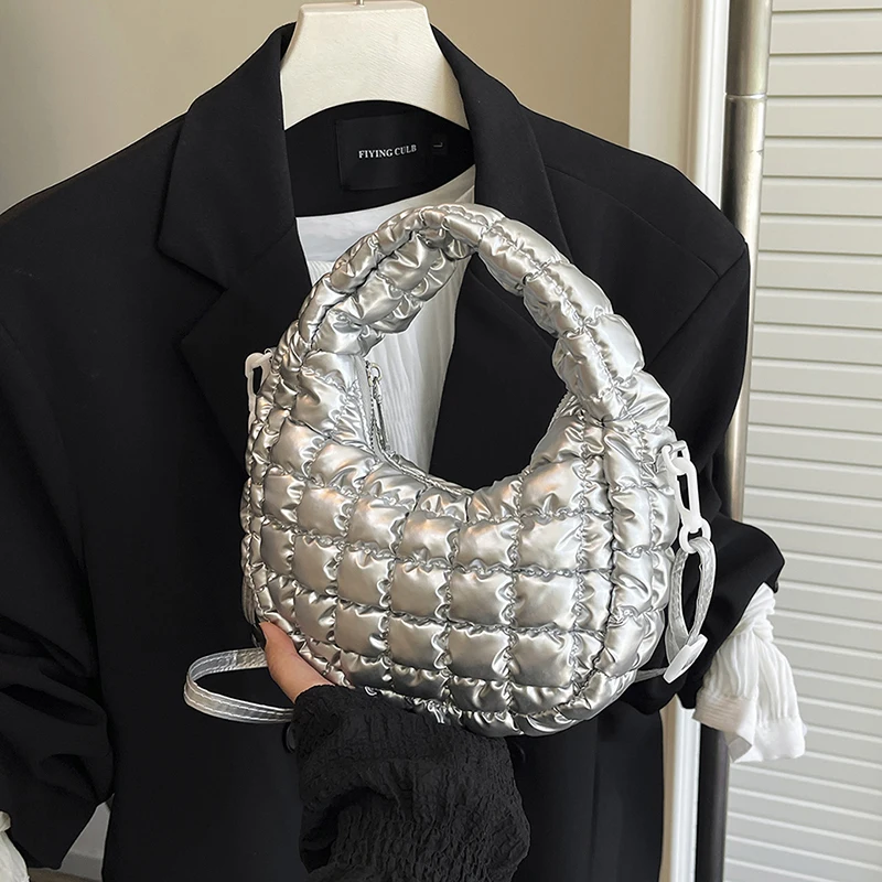 Silver Handbag Fashion Cloud Bag Small Hobo Nylon Crossbody Bag For Women Portable Clutch Trend Half Moon Shoulder Bag
Silver Handbag Fashion Cloud Bag Small Hobo Nylon Crossbody Bag For Women Portable Clutch Trend Half Moon Shoulder Bag