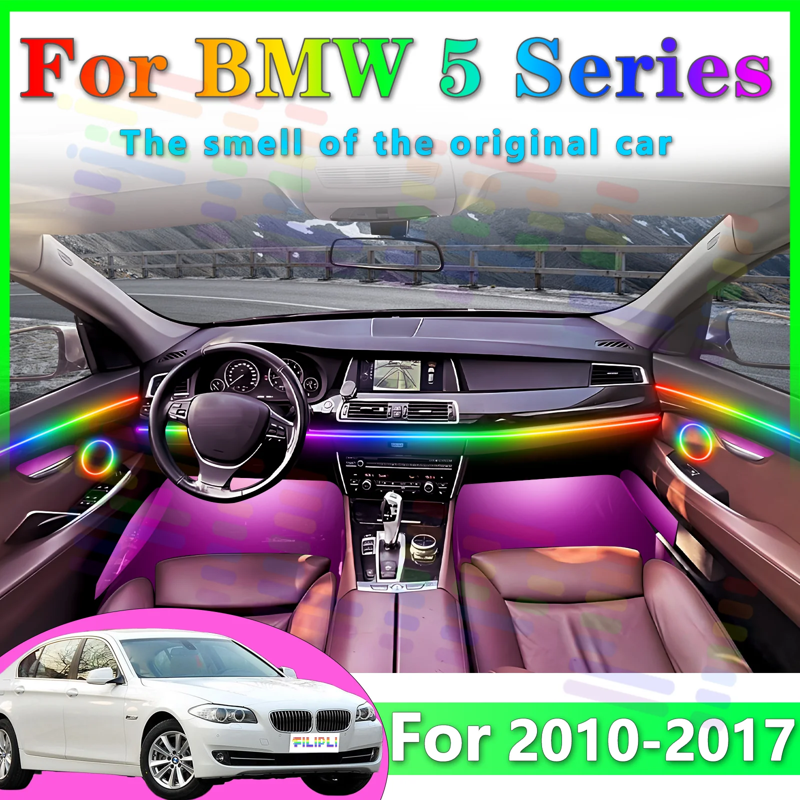 FILIPLI For BMW 5 Series 6 Interior LED Lighting Strip Acrylic 64Color RGB Symphony APP - operated to Boost Driving Experience
FILIPLI For BMW 5 Series 6 Interior LED Lighting Strip Acrylic 64Color RGB Symphony APP - operated to Boost Driving Experience