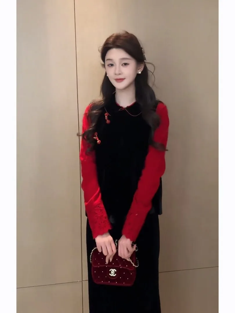 Redeemable Women's Faion Set Spring New Chinese Sle National Trend Button Vest Inner Wear Red Sweater f Skirt
Redeemable Women's Faion Set Spring New Chinese Sle National Trend Button Vest Inner Wear Red Sweater f Skirt
