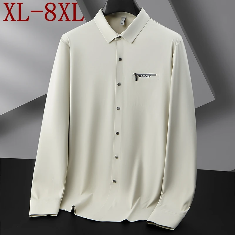 8XL 7XL 6XL 2025 Новая осенняя элитная роскошная рубашка с карманом на молнии Мужские свободные мужские рубашки с длинным рукавом Деловая повседневная сорочка homme 
8XL 7XL 6XL 2025 Новая осенняя элитная роскошная рубашка с карманом на молнии Мужские свободные мужские рубашки с длинным рукавом Деловая повседневная сорочка homme