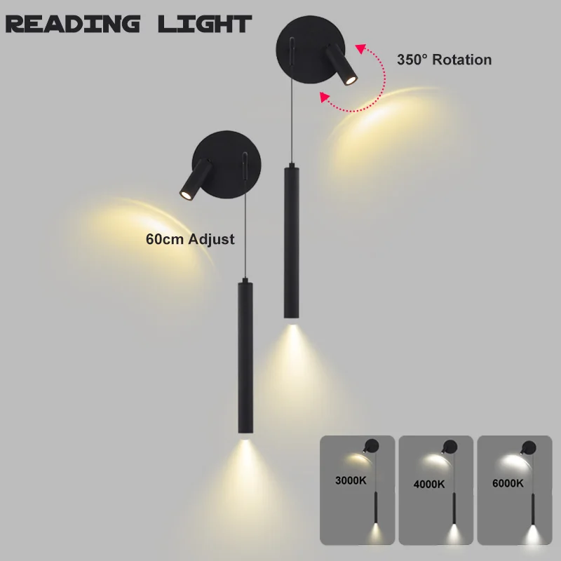 Indoor LED Reading Wall Lights with Rotatable Spotlight for Bedside Hardwired Bedroom LED Wall Lamps Wall Sconce Lighting Black
Indoor LED Reading Wall Lights with Rotatable Spotlight for Bedside Hardwired Bedroom LED Wall Lamps Wall Sconce Lighting Black