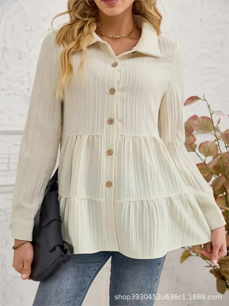 Texture Sense Fashionable Spring Autumn New Casual Women's Clothing Loose Solid Color Long Sleeved Single Breasted Shirt
Texture Sense Fashionable Spring Autumn New Casual Women's Clothing Loose Solid Color Long Sleeved Single Breasted Shirt