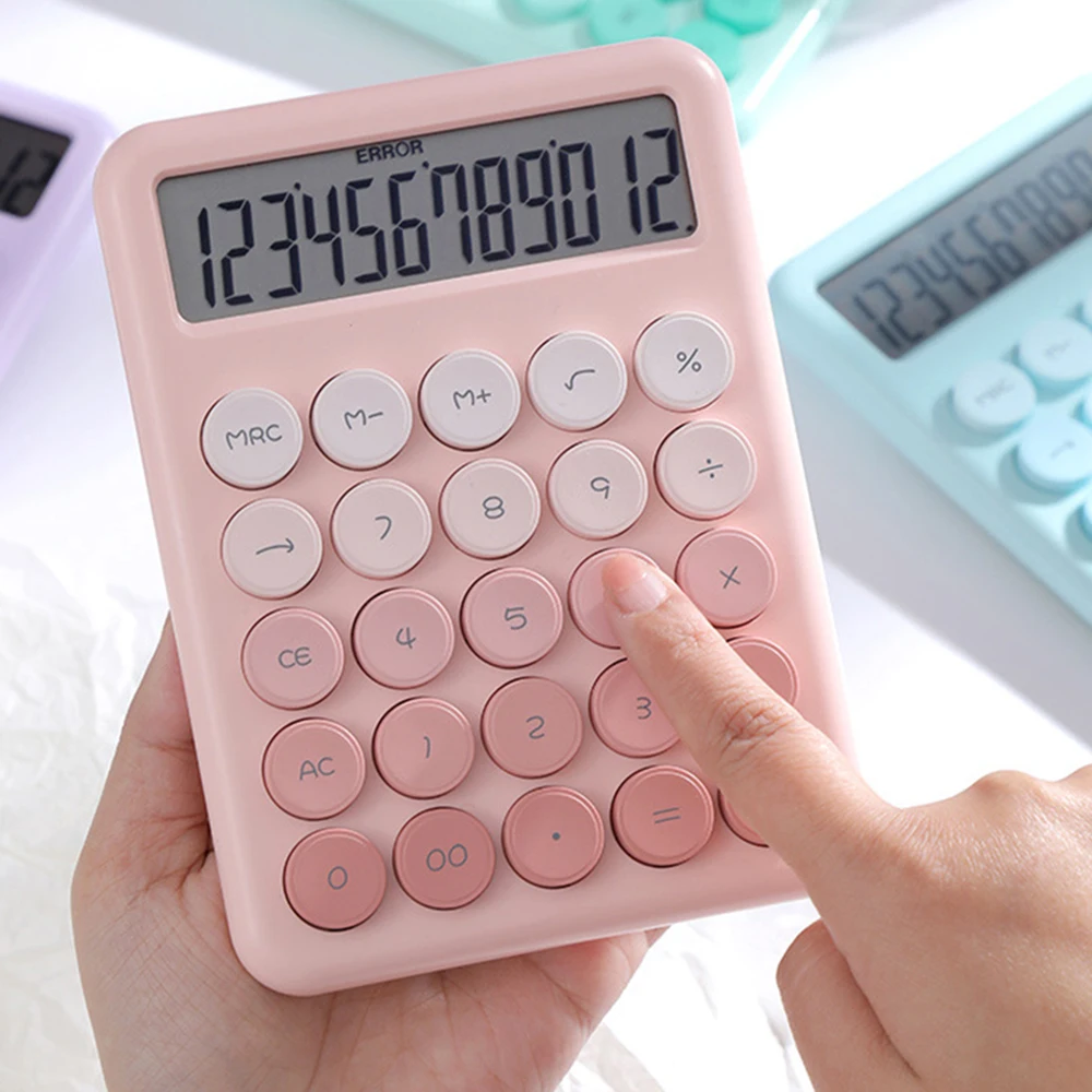 Mechanical Calculator Big Round Button Desktop Calculator 12 Digit Large LCD Display Versatile Calculator Cute Gradient Colored
Mechanical Calculator Big Round Button Desktop Calculator 12 Digit Large LCD Display Versatile Calculator Cute Gradient Colored