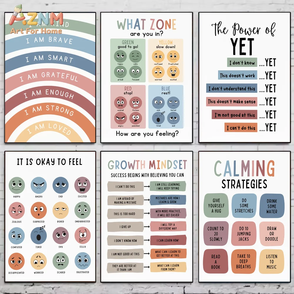 AZNM Boho Growth Mindset Emotion Zone Unframed Canvas Wall Art Print Positive Affirmation Calming Strategies Wall Decor For Kids
AZNM Boho Growth Mindset Emotion Zone Unframed Canvas Wall Art Print Positive Affirmation Calming Strategies Wall Decor For Kids