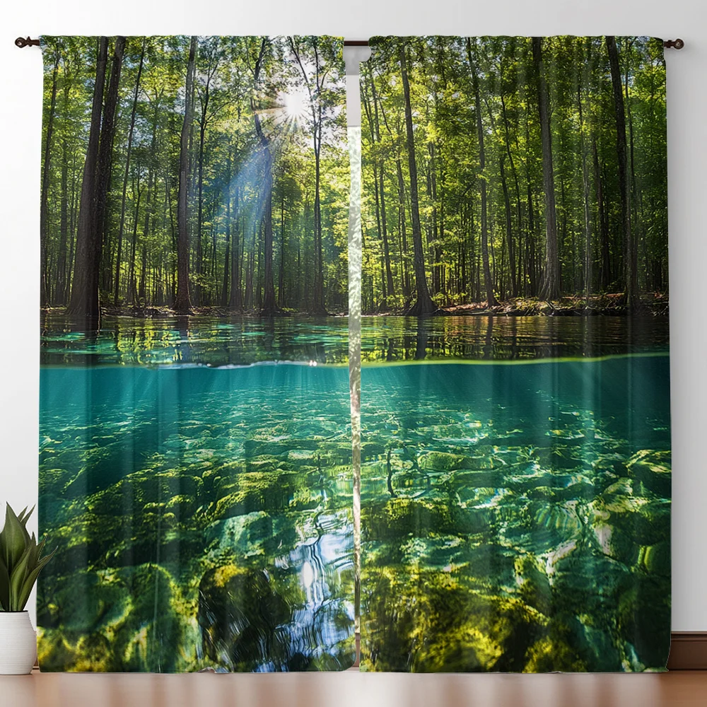Sunlit Forest & Crystal Clear Underwater Curtains Set of 2 – Split-View Nature Print, Rod Pocket Light Filtering Drapes
Sunlit Forest & Crystal Clear Underwater Curtains Set of 2 – Split-View Nature Print, Rod Pocket Light Filtering Drapes