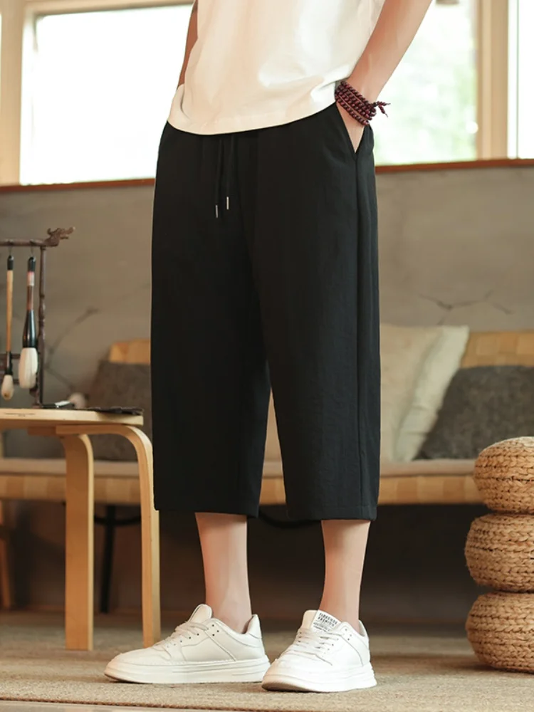 Мужские летние тонкие дышащие льняные брюки-капри из хлопка и льна, свободные, прямого кроя
Мужские летние тонкие дышащие льняные брюки-капри из хлопка и льна, свободные, прямого кроя