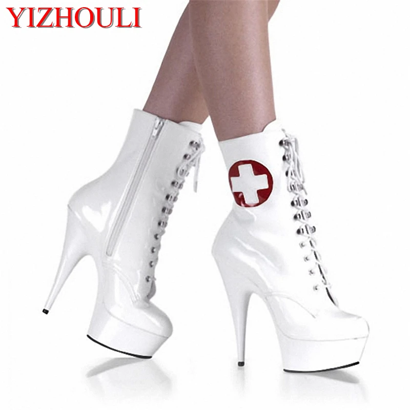 15cm sexy lace-up high heel shoes women pu leather boots back zipper ladies' ankle boots sexy dance boots
15cm sexy lace-up high heel shoes women pu leather boots back zipper ladies' ankle boots sexy dance boots