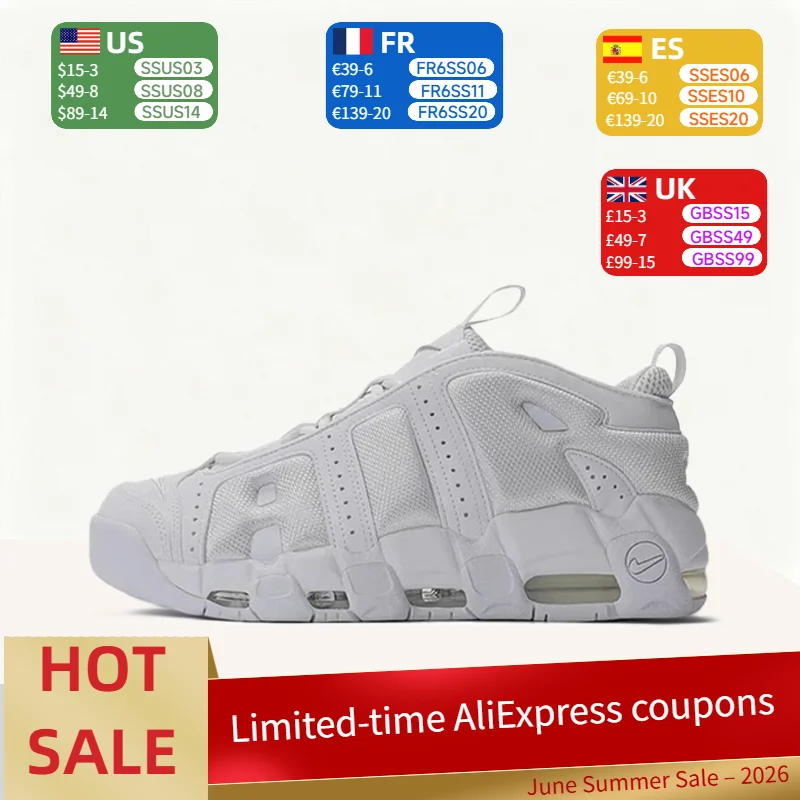 Nike Air More Uptempo: Stylish, Minimalist, Non-Slip, Durable, Low-Top Retro Basketball Shoes for Men in White FZ3055-100
Nike Air More Uptempo: Stylish, Minimalist, Non-Slip, Durable, Low-Top Retro Basketball Shoes for Men in White FZ3055-100