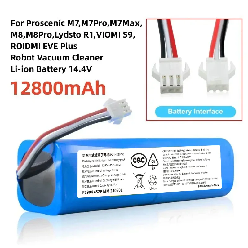 14.4V 6800mAh Battery For Proscenic M7Pro,M7Max,M8Pro,Lydsto R1,VIOMI S9,ROIDMI EVE Plus Robot Vacuum Cleaner Li-ion Battery
14.4V 6800mAh Battery For Proscenic M7Pro,M7Max,M8Pro,Lydsto R1,VIOMI S9,ROIDMI EVE Plus Robot Vacuum Cleaner Li-ion Battery