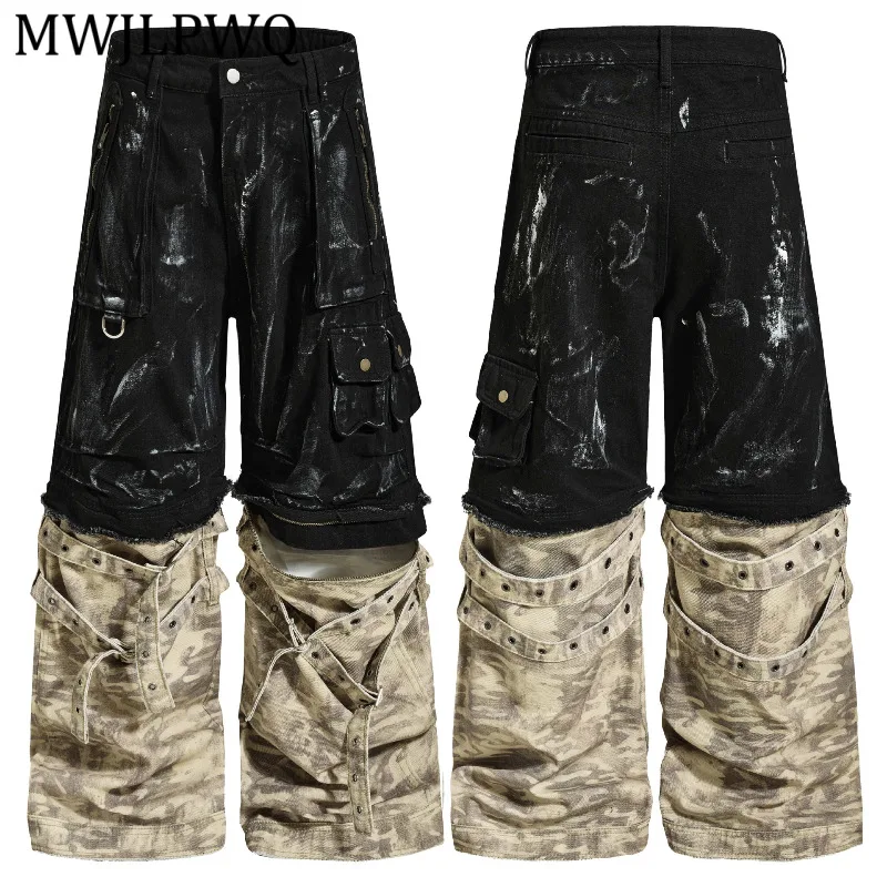 MWJLPWQ Men's Y2K Streetwear Patchwork Cargo Pants Black Camo With Multi Pockets And Straps For Edgy Fashion Trousers 15829
MWJLPWQ Men's Y2K Streetwear Patchwork Cargo Pants Black Camo With Multi Pockets And Straps For Edgy Fashion Trousers 15829