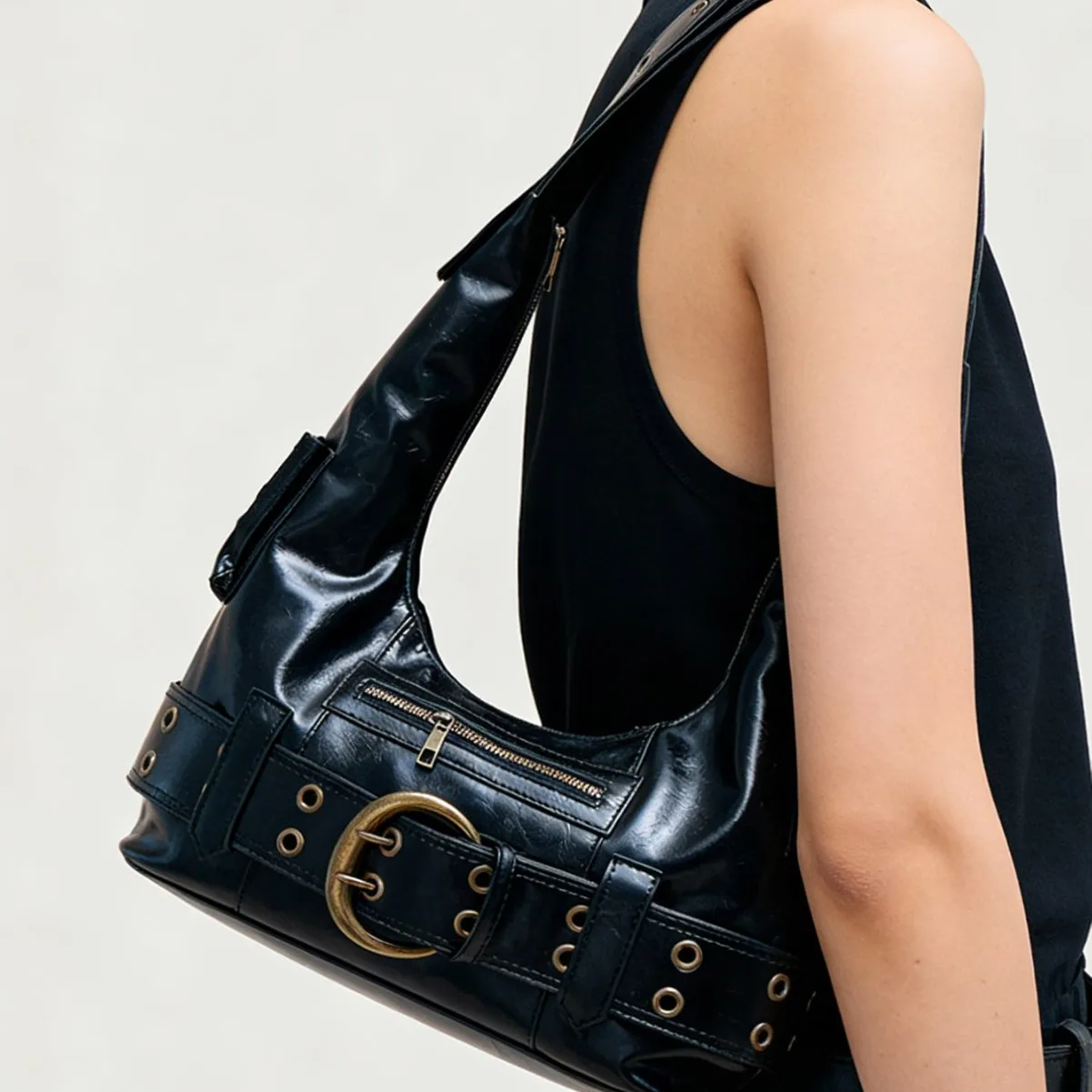2026 New Black Shoulder Bag Commuter Tote Retro Punk Biker Underarm Crossbody Bag Handbags for Women Designer Luxury
2026 New Black Shoulder Bag Commuter Tote Retro Punk Biker Underarm Crossbody Bag Handbags for Women Designer Luxury