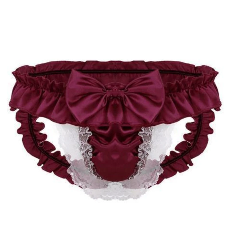 Sexy Men Satin Lace Thong Briefs Sissy Ruffled Bow Pantie G-string T-back Underwear Erotic Jockstrap Gay Crossdressing COS Pants
Sexy Men Satin Lace Thong Briefs Sissy Ruffled Bow Pantie G-string T-back Underwear Erotic Jockstrap Gay Crossdressing COS Pants