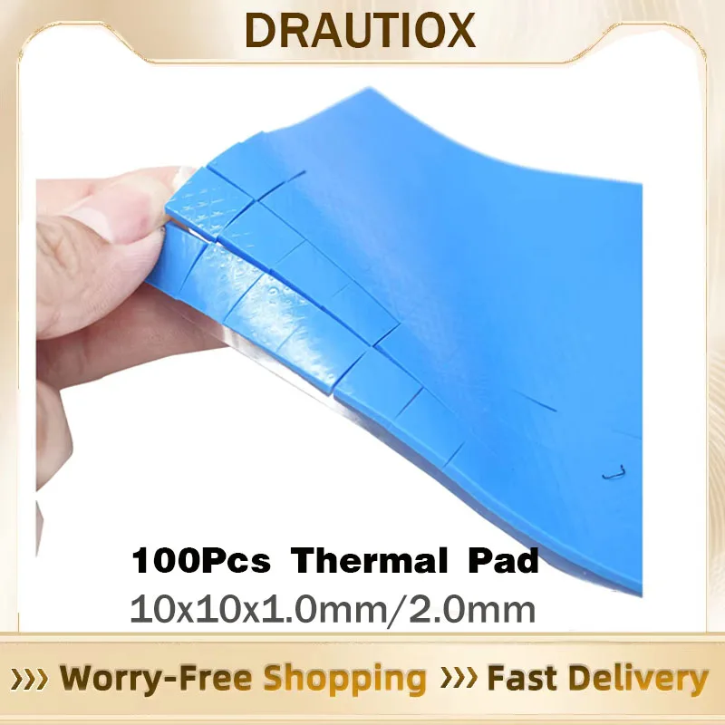 Darutiox 100 pcs 10mm*10mm*1mm 10mm*10mm*2mm Thermal Pad GPU CPU Heatsink Cooling Conductive Silicone Pad
Darutiox 100 pcs 10mm*10mm*1mm 10mm*10mm*2mm Thermal Pad GPU CPU Heatsink Cooling Conductive Silicone Pad