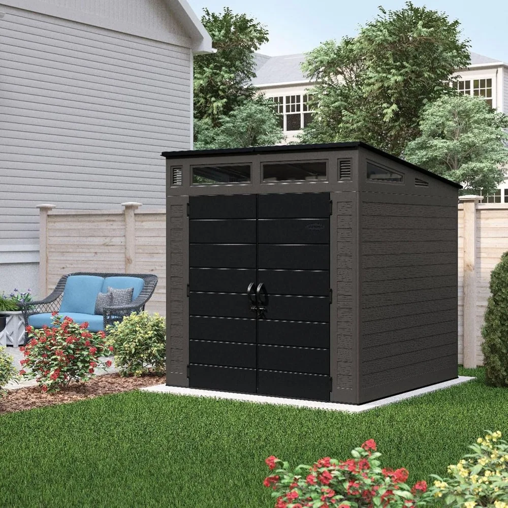 Modern Outdoor Storage Shed, 200 Cu. Ft. Peppercorn Resin Plastic Shed for Lawn Mower, Bikes, Utility Tools, Patio
Modern Outdoor Storage Shed, 200 Cu. Ft. Peppercorn Resin Plastic Shed for Lawn Mower, Bikes, Utility Tools, Patio