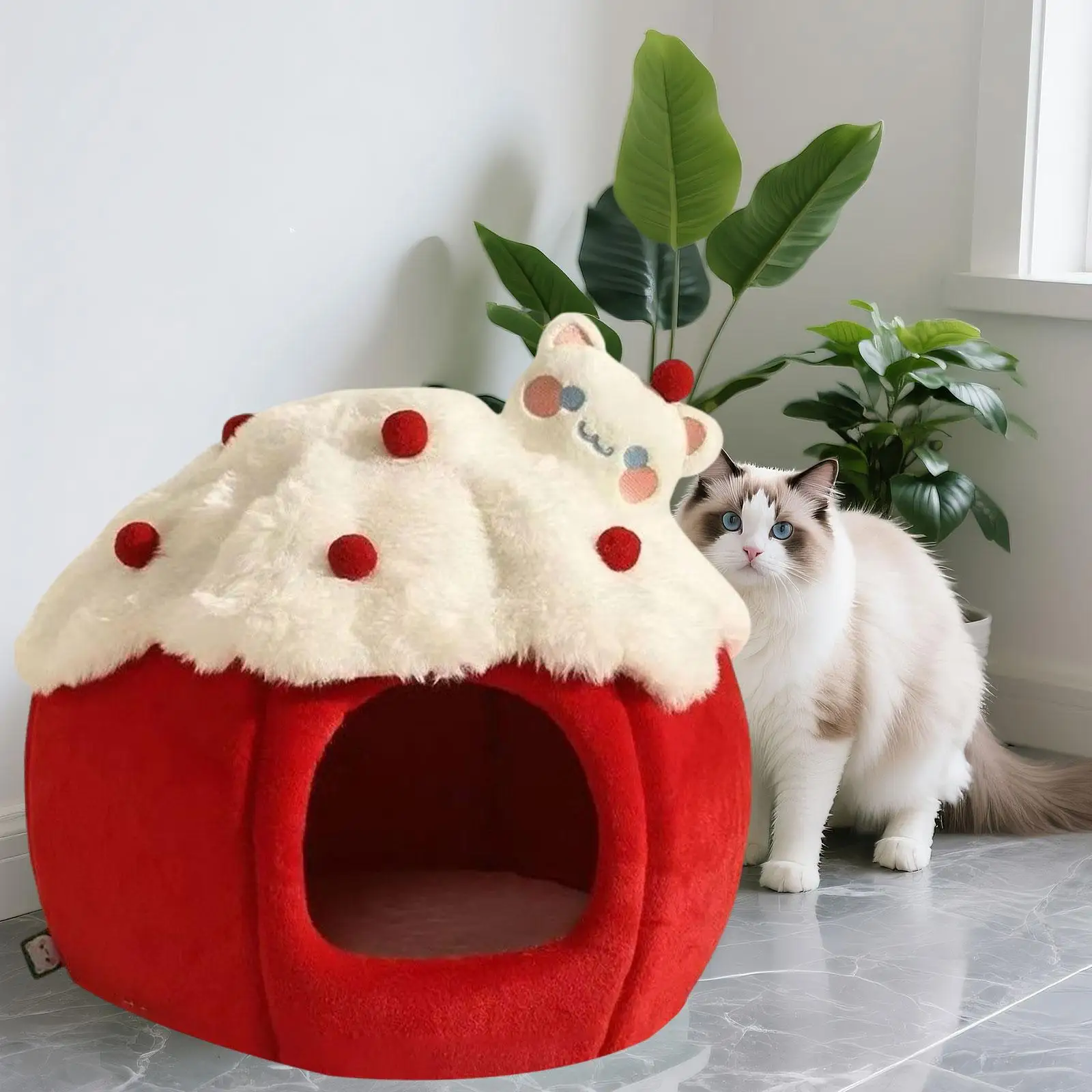 Плюшевая лежанка для кошек, полузакрытая, теплая подушка для кошек и маленьких собак, уютное место для сна в помещении
Плюшевая лежанка для кошек, полузакрытая, теплая подушка для кошек и маленьких собак, уютное место для сна в помещении