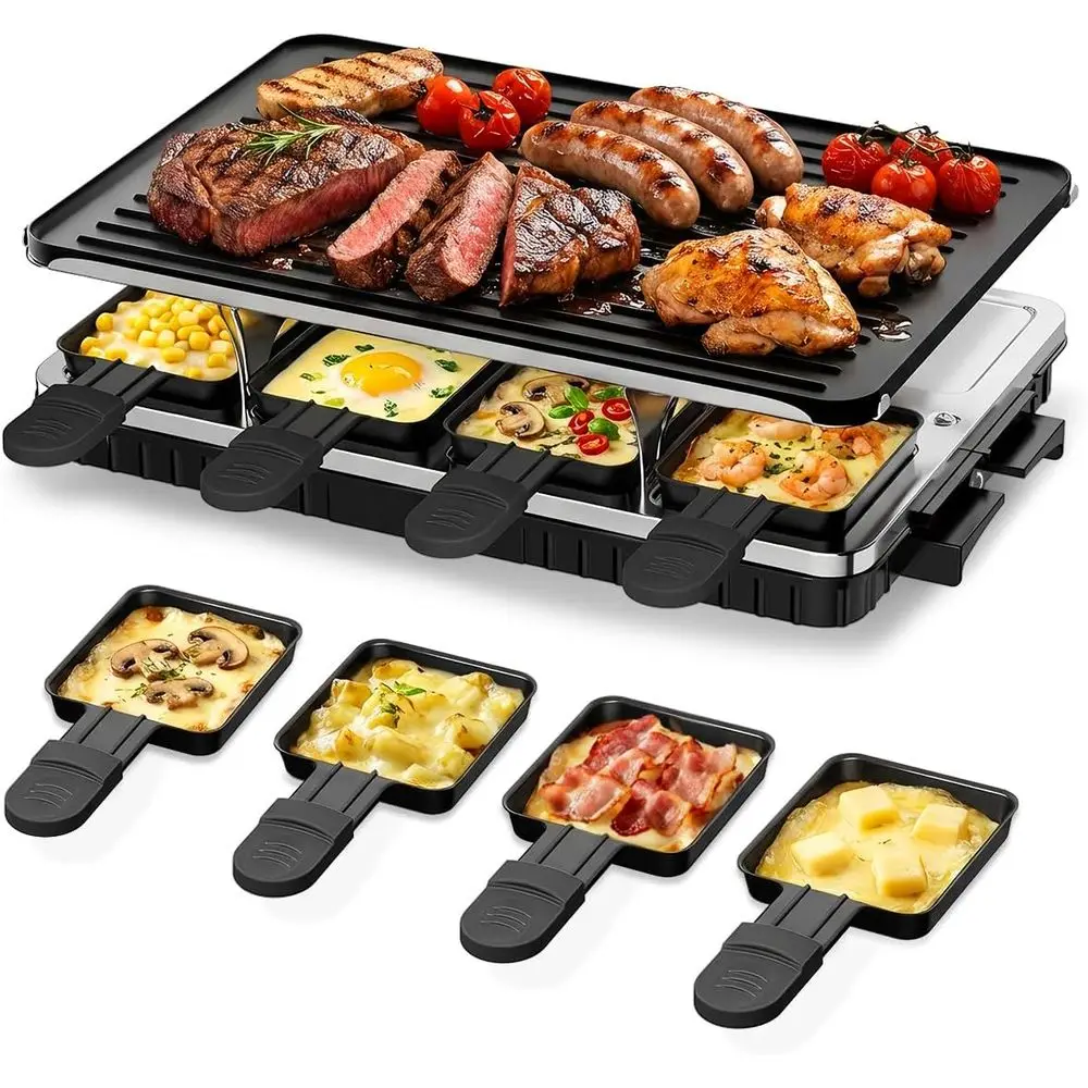 8-Tray Raclette Grill & 2-in-1 BBQ Griddle with Adjustable Heat, 1300W, Ideal for Family Gatherings and Parties
8-Tray Raclette Grill & 2-in-1 BBQ Griddle with Adjustable Heat, 1300W, Ideal for Family Gatherings and Parties