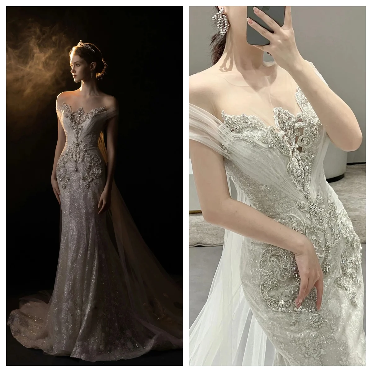 Graceful Off The Shoulder Bridal Dress Shiny Sequins Beads Wedding Gown Luxury Mermaid Bride Robe Customized Vestido De Novia
Graceful Off The Shoulder Bridal Dress Shiny Sequins Beads Wedding Gown Luxury Mermaid Bride Robe Customized Vestido De Novia