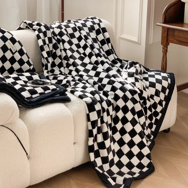 Thickened Coral Fleece Blanket Checkered Pattern Office Nap Blanket Living Room Sofa Cover Blanket Single Person Black White ...
Thickened Coral Fleece Blanket Checkered Pattern Office Nap Blanket Living Room Sofa Cover Blanket Single Person Black White ...