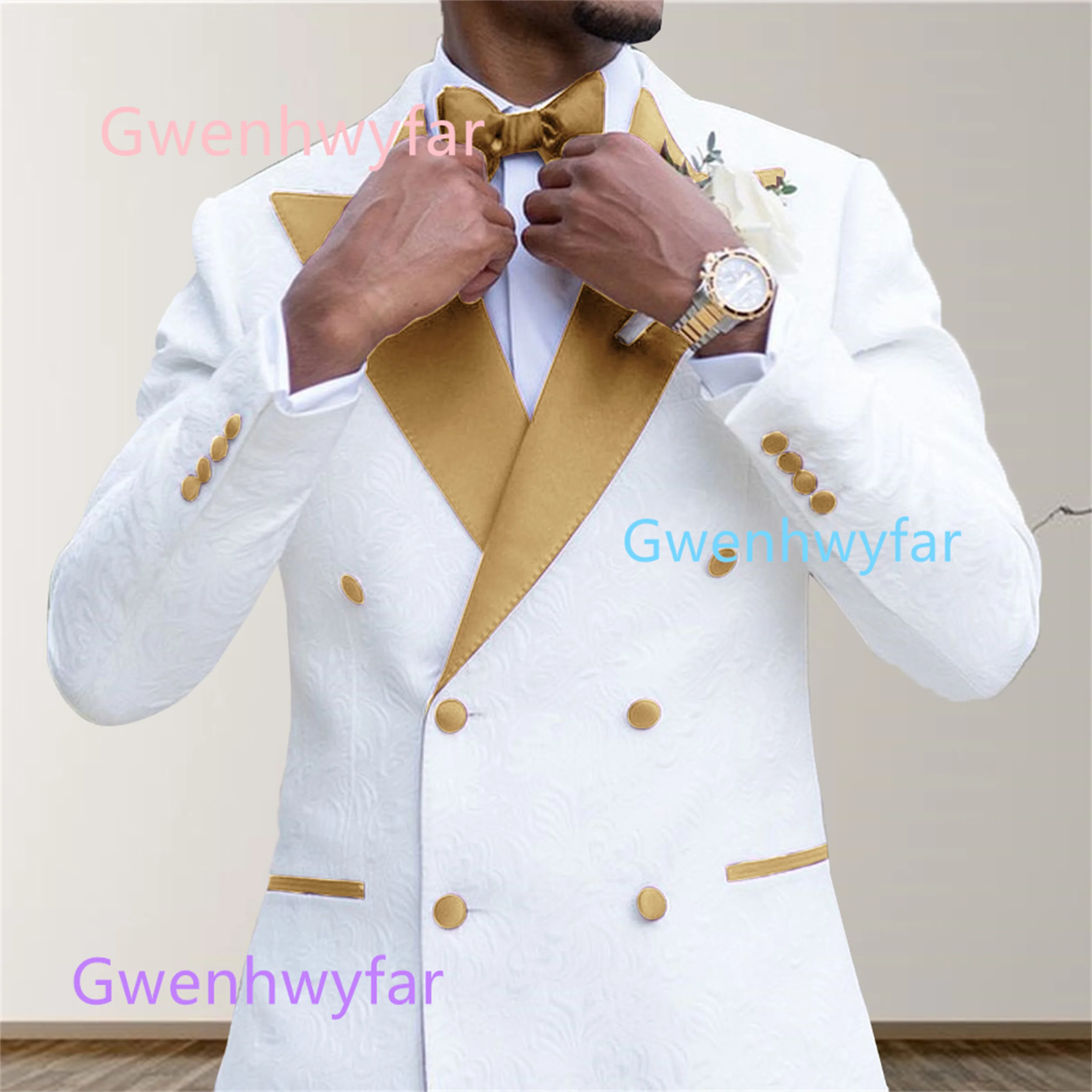 G&N Белый жаккардовый костюм с узором пейсли для жениха, свадебная куртка и брюки с воротником золотого, винно-красного, королевского синего, темно-розового цвета
G&N Белый жаккардовый костюм с узором пейсли для жениха, свадебная куртка и брюки с воротником золотого, винно-красного, королевского синего, темно-розового цвета