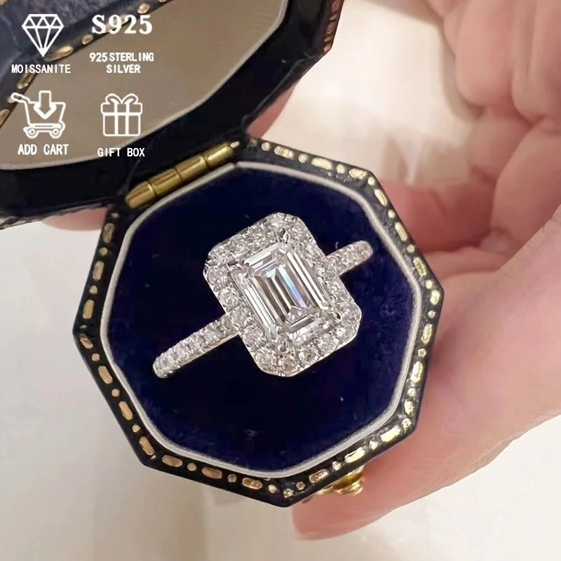 925 silver Mosan diamond ring female European and American fashion personality 2 carat wedding engagement diamond ring
925 silver Mosan diamond ring female European and American fashion personality 2 carat wedding engagement diamond ring