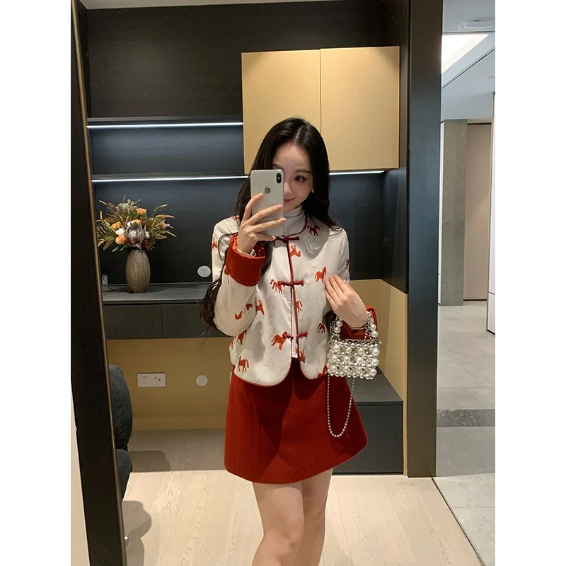 XINYI Winter Satin Cotton Jacket High Waist Skirt Slimming Elegant Women's Set Fashionable Commute Style Animal Pattern
XINYI Winter Satin Cotton Jacket High Waist Skirt Slimming Elegant Women's Set Fashionable Commute Style Animal Pattern