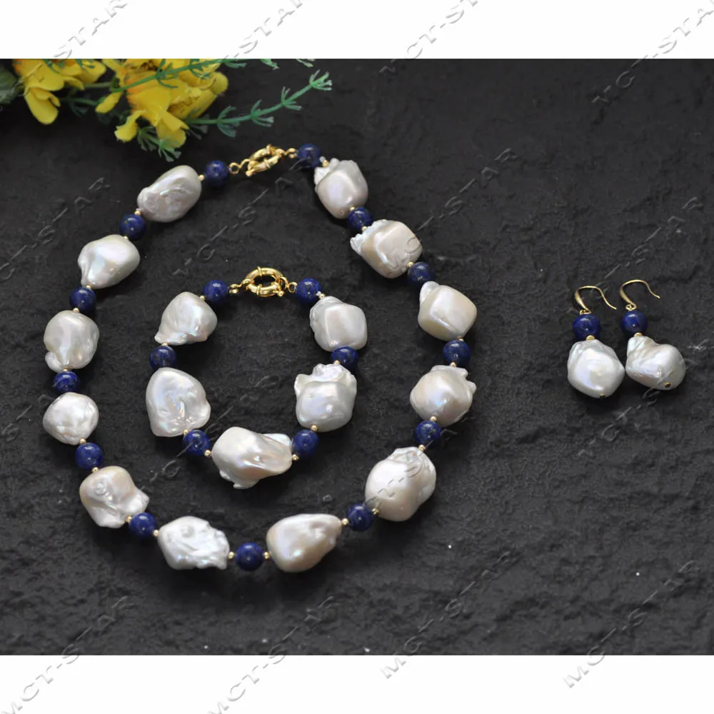 MCT·STAR Z13686 Set 20" 28mm Blue Lapis Lazuli White Baroque Keshi Reborn Edison Pearl Necklace Bracelet Earring Custom Jewelry
MCT·STAR Z13686 Set 20" 28mm Blue Lapis Lazuli White Baroque Keshi Reborn Edison Pearl Necklace Bracelet Earring Custom Jewelry