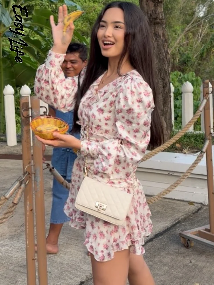 Floral Print Ruffle V-Neck Mini Dress Women Long Sleeve Ruched Waist Puff Sleeve A-Line Dressess 2026 Spring Boho Party Vestidos
Floral Print Ruffle V-Neck Mini Dress Women Long Sleeve Ruched Waist Puff Sleeve A-Line Dressess 2026 Spring Boho Party Vestidos
