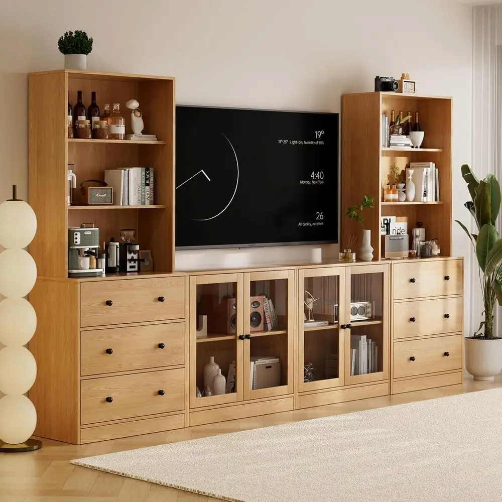 Large TV Stand for 65 TVs - Entertainment Center with Tempered Glass Doors and Shelves
Large TV Stand for 65 TVs - Entertainment Center with Tempered Glass Doors and Shelves
