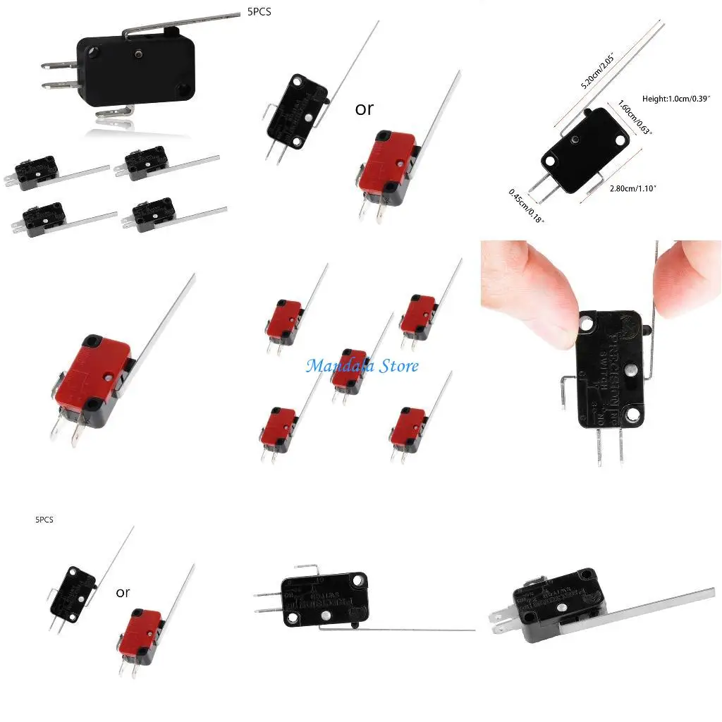 U2JC 5Pcs KW7-9 Micro Limit Switch Long Hinge Lever Type SPDT Action Button Push
U2JC 5Pcs KW7-9 Micro Limit Switch Long Hinge Lever Type SPDT Action Button Push