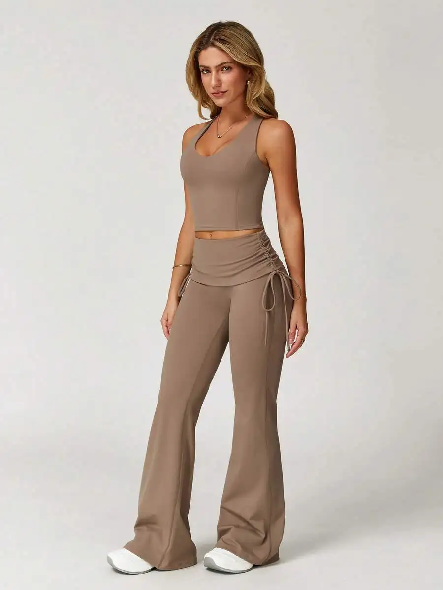 Womens 2 Piece Yoga Set Vest Flared Pants High Stretch Sportswear Casual Comfortable Summer
Womens 2 Piece Yoga Set Vest Flared Pants High Stretch Sportswear Casual Comfortable Summer