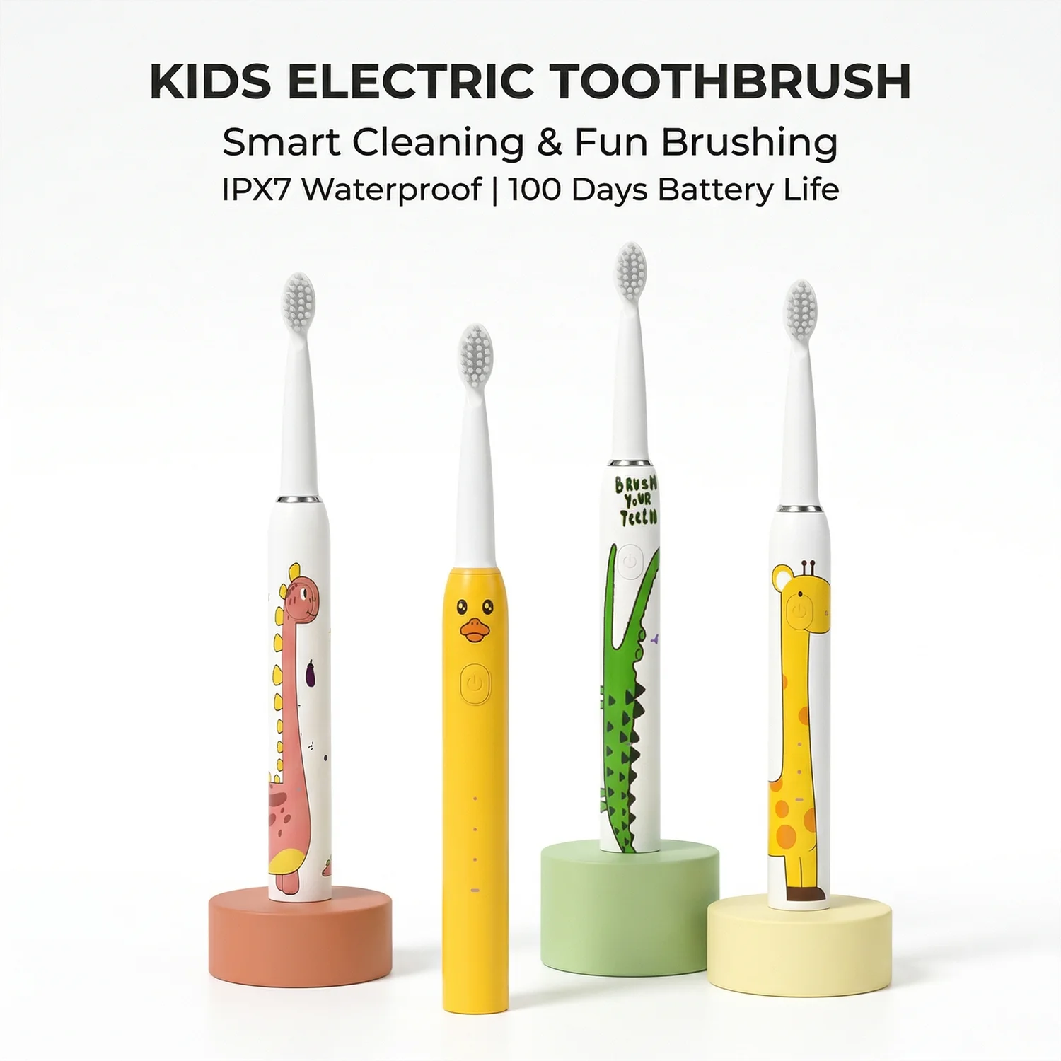 Cartoon Kids Electric Toothbrush, Rechargeable Sonic Children Tooth Brush with 4 Soft Brush Heads, 3 Modes IPX7 Waterproof 2 Min
Cartoon Kids Electric Toothbrush, Rechargeable Sonic Children Tooth Brush with 4 Soft Brush Heads, 3 Modes IPX7 Waterproof 2 Min