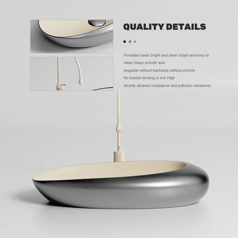 Contrast Color Art Ceramic Vessel Sink, Gunmetal Grey & Cream Dual-tone Irregular Wash Basin for Bathroom Balcony
Contrast Color Art Ceramic Vessel Sink, Gunmetal Grey & Cream Dual-tone Irregular Wash Basin for Bathroom Balcony