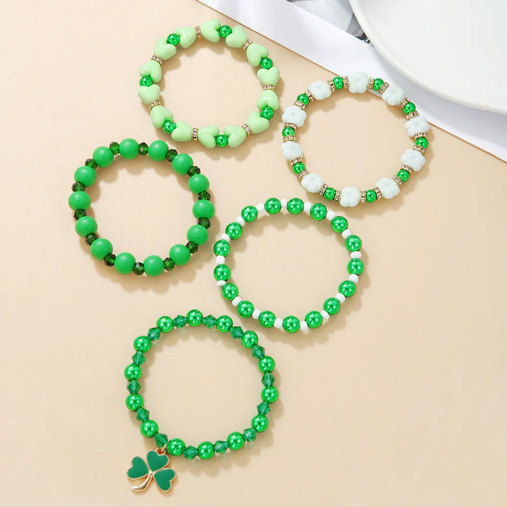 5 Green Beads Bracelets St Patrick's Day Party Favors Women Jewelry Gift Spring Holiday Accessories Safe
5 Green Beads Bracelets St Patrick's Day Party Favors Women Jewelry Gift Spring Holiday Accessories Safe