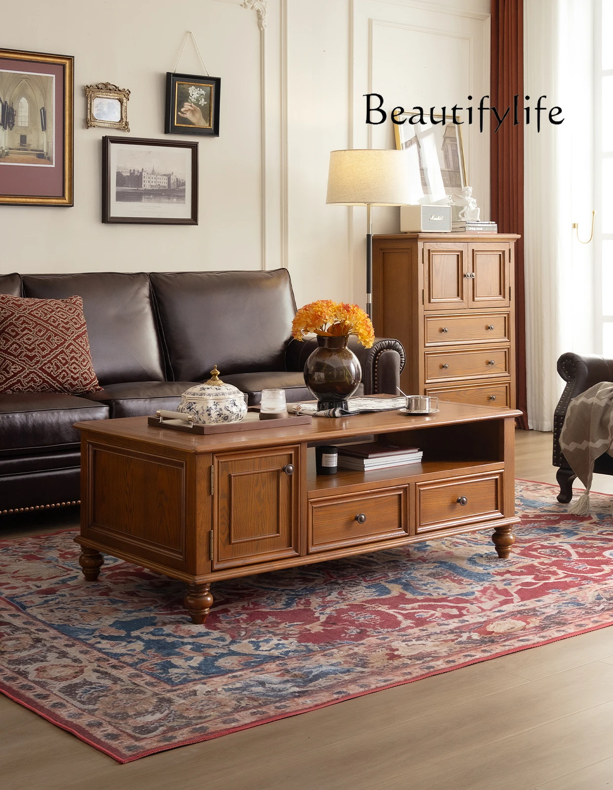 American solid wood coffee table living room home retro tea table storage floor cabinet hollow square simple storage cabinet
American solid wood coffee table living room home retro tea table storage floor cabinet hollow square simple storage cabinet