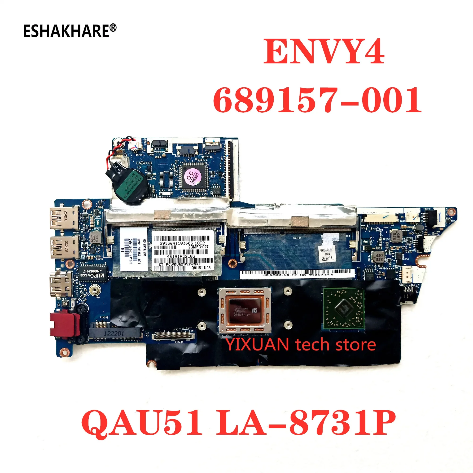 689157-501 689157-601 for hp ENVY4 PC laptop motherboard 689157-001 QAU51 LA-8731P full tesed DDR3 A6-4455M 100% test work
689157-501 689157-601 for hp ENVY4 PC laptop motherboard 689157-001 QAU51 LA-8731P full tesed DDR3 A6-4455M 100% test work