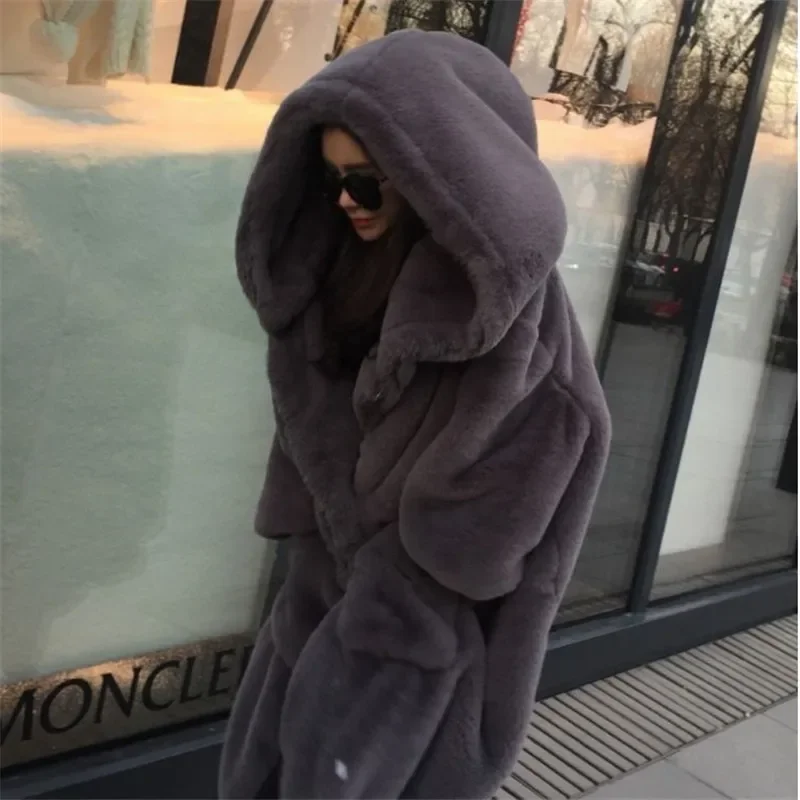 Autumn Winter Fake Faux Rabbit Fur Coat Female Warm Loose Hooded Jacket Women's Parka Outwear Thicken Long Faux Fur Coats
Autumn Winter Fake Faux Rabbit Fur Coat Female Warm Loose Hooded Jacket Women's Parka Outwear Thicken Long Faux Fur Coats