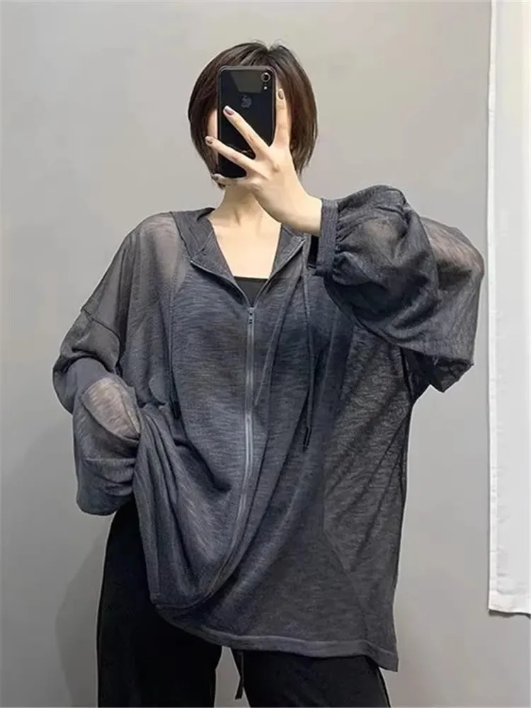 plus Size Women's Summer Casual Long Sleeve Hooded Sun Protection Outerwear Loose Fit Slimming Open Cardigan Top Korean Style
plus Size Women's Summer Casual Long Sleeve Hooded Sun Protection Outerwear Loose Fit Slimming Open Cardigan Top Korean Style