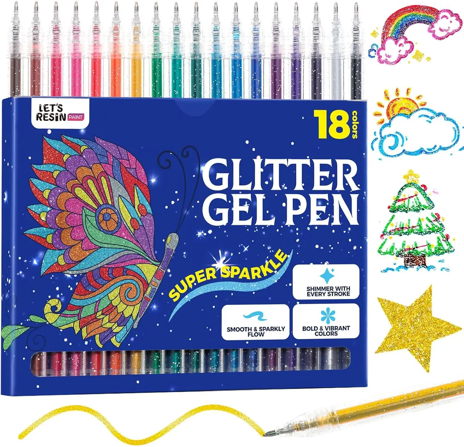 18 Vibrant Glitter Gel Pens, Smooth Metallic Shimmer for Coloring & Journaling
18 Vibrant Glitter Gel Pens, Smooth Metallic Shimmer for Coloring & Journaling