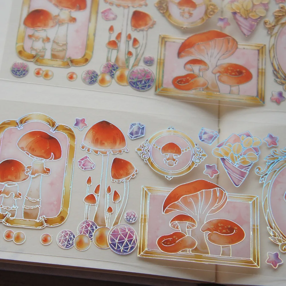 6 Sheets Laser Print World Composed of Mushrooms PVC Sticker Gift Tag Gift Decoration Scrapbooking Background DIY Sticker
6 Sheets Laser Print World Composed of Mushrooms PVC Sticker Gift Tag Gift Decoration Scrapbooking Background DIY Sticker