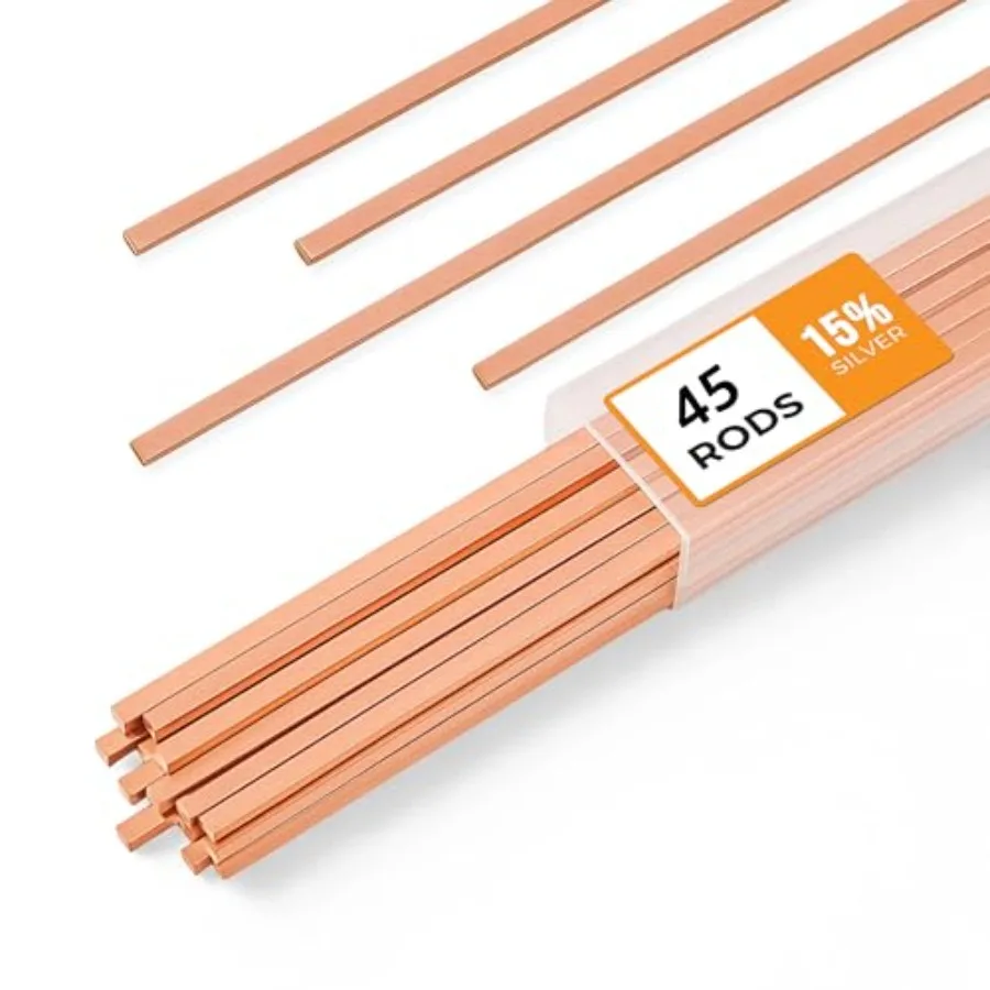 Brazing Rods AWS BCuP-5 % Silver Solder Phos Copper Brazing Alloy Flat Welding Rods 0.050"x1/8"x10" for HVAC Refrigeration and
Brazing Rods AWS BCuP-5 % Silver Solder Phos Copper Brazing Alloy Flat Welding Rods 0.050"x1/8"x10" for HVAC Refrigeration and