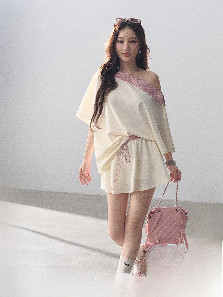 Sweet Girl Feel Loose Shoulder Lulusmiracle Berry Fashion Set Cotton Short Sleeve Two-Piece Summer Anti-Aging Outfit
Sweet Girl Feel Loose Shoulder Lulusmiracle Berry Fashion Set Cotton Short Sleeve Two-Piece Summer Anti-Aging Outfit
