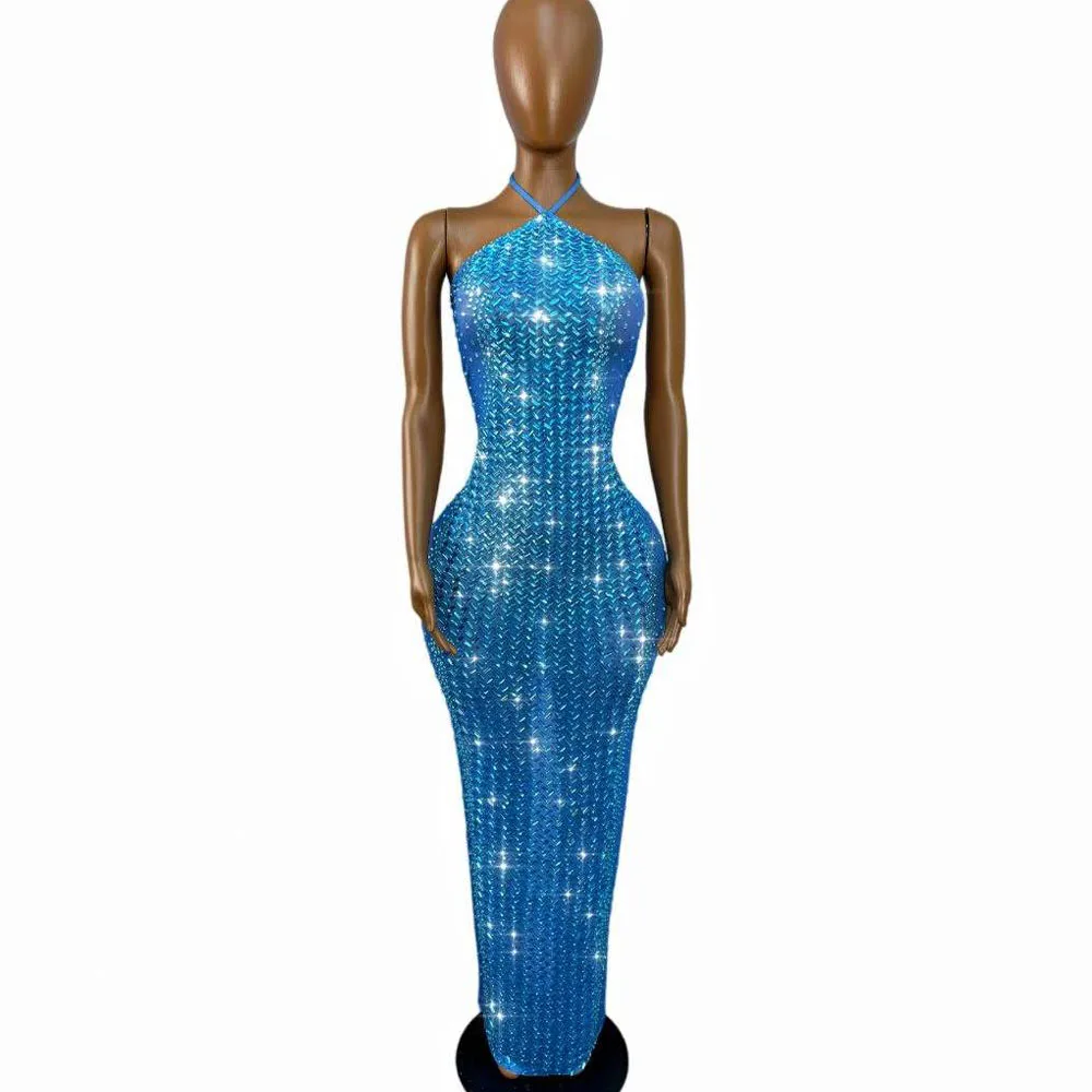Luxury Sexy Bling Blue Rhinestones Transparent Mesh Bandage Dress Women Evening Party Elegant Gown Red carpet Show Stage Wear
Luxury Sexy Bling Blue Rhinestones Transparent Mesh Bandage Dress Women Evening Party Elegant Gown Red carpet Show Stage Wear