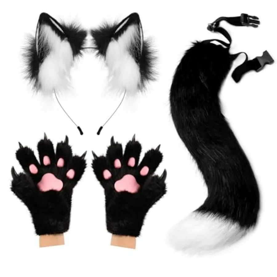 COSYEARS Fox Ears Headband Furry Tail Plush Cat Paw Mittens Gloves Set Halloween Party Costumes Accessories
COSYEARS Fox Ears Headband Furry Tail Plush Cat Paw Mittens Gloves Set Halloween Party Costumes Accessories