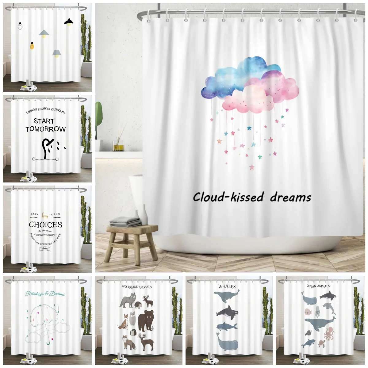 Скандинавская шторка для ванной с принтом «Киты и облака», полиэстеровая, водонепроницаемая, для домашнего декора, разделительная, с крючками
Скандинавская шторка для ванной с принтом «Киты и облака», полиэстеровая, водонепроницаемая, для домашнего декора, разделительная, с крючками