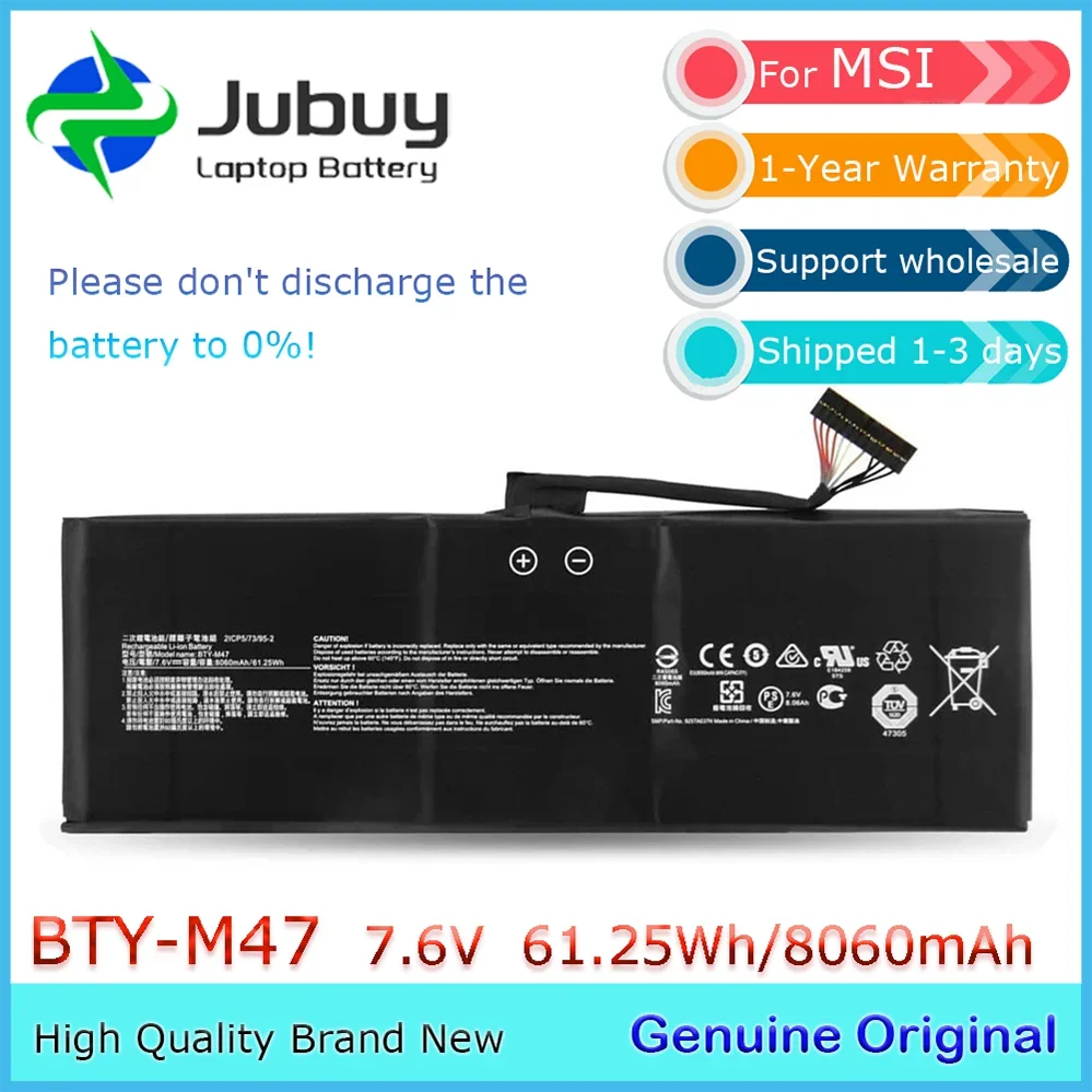 Original 7.6V 61.25Wh BTY-M47 Notebook Battery for MSI GS40 6QD 6QE GS43 GS43VR 7RE 6RE MS-14A3
Original 7.6V 61.25Wh BTY-M47 Notebook Battery for MSI GS40 6QD 6QE GS43 GS43VR 7RE 6RE MS-14A3